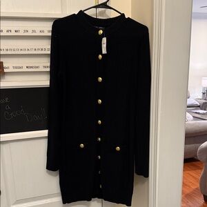GAP Black Long Sleeve Dress with Gold Buttons